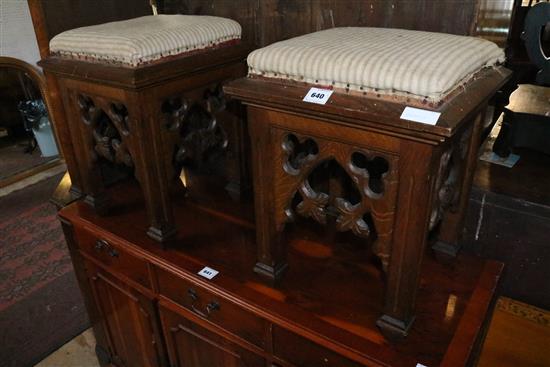 Pair Gothic stools